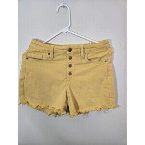 Universal Thread High Rise Yellow Denim Cut Off Shorts Button Women's Size 4/27